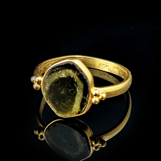 pierścionki złote Pierścionek pozłacany baśniowy z turmalinem