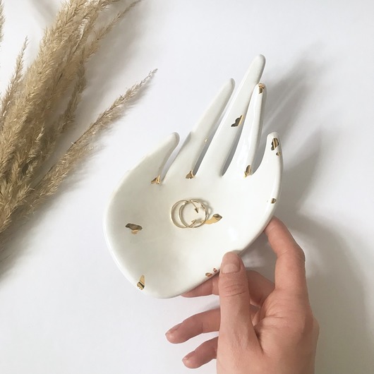 Ceramiczna Dłoń w Złote Ciapki Maison Fragile