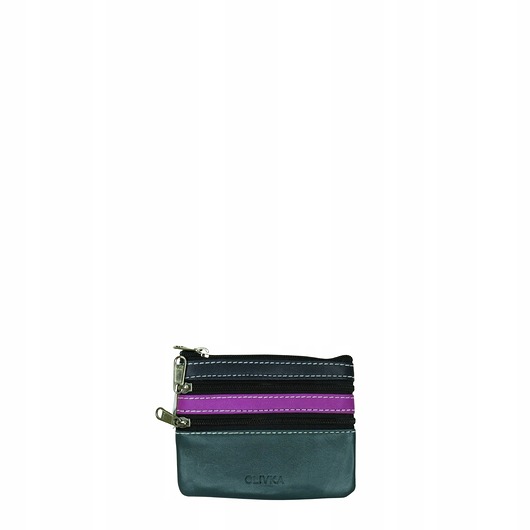 portfele damskie Saszetka skórzana na klucze z kółkiem monety bilonówka skórzana OLIVKA