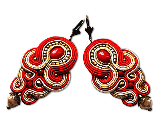 kolczyki soutache Sutaszowe kolczyki RED & BEIGE