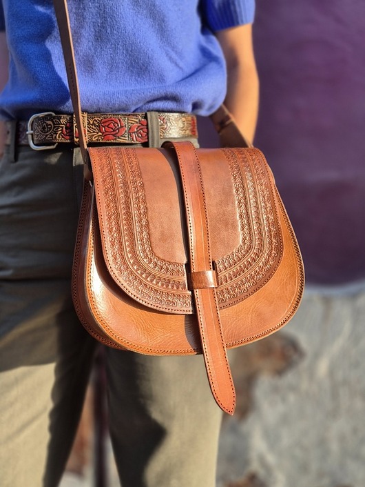 torby na ramię Torebka skórzana ręcznie robiona góralska Rosa na ramię wzory