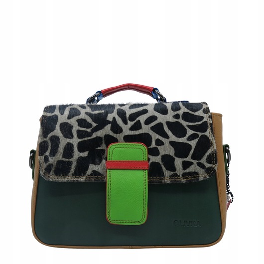 torby na ramię Torebka skórzana damska klasyczna rączka pasek ze skrawków OLIVKA