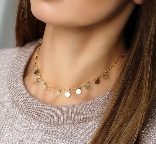 złote naszyjniki Choker/ naszyjnik "Gypsy" - srebro 925 pozłacane