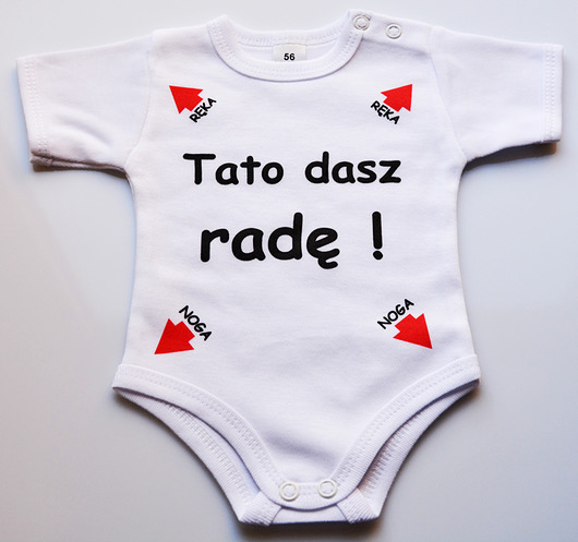 body i śpiochy niemowlęce Body z krótkim rękawem Tato dasz radę