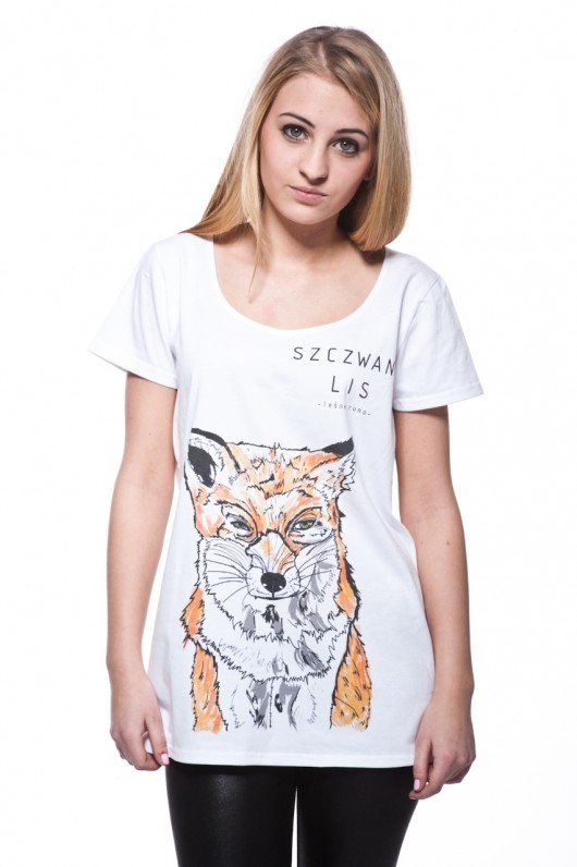 LEŚNE RUNO - SZCZWANY LIS t-shirt damski Na lewa strone