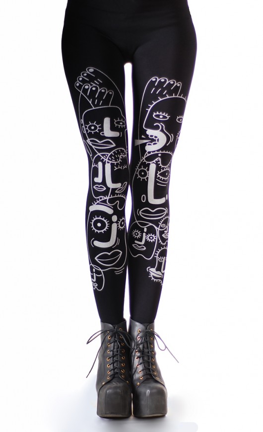 Crazy Faces legginsy czarne Hold Me Tights