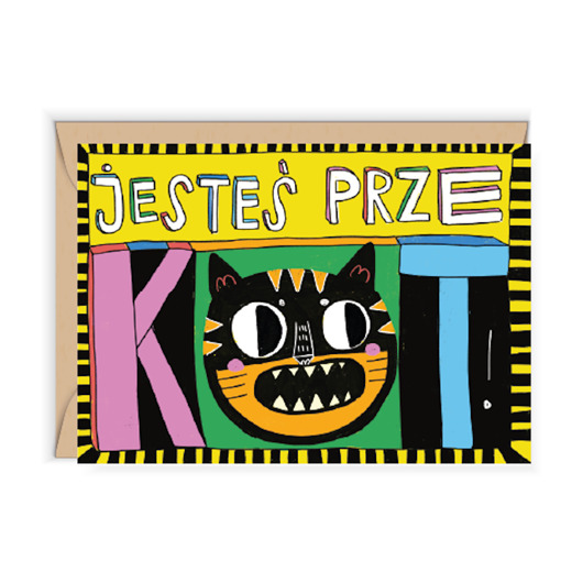 kartki okolicznościowe - wydruki Pop-artowa kartka dla kociarza Jesteś PRZEKOT!