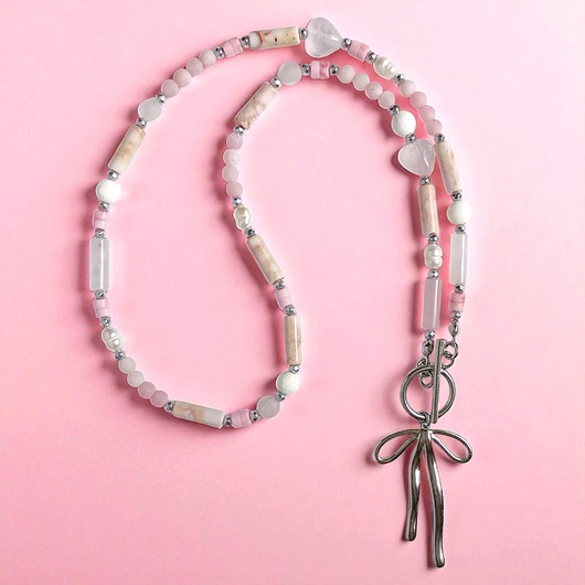 chokery Naszyjnik pinky pink : różowy naszyjnik z kokardką