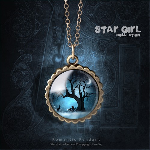 wisiory Star Girl i Bocian, romantyczny medalik