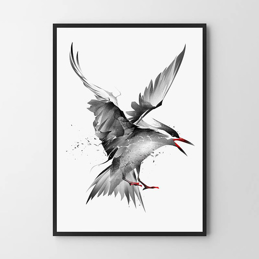 plakaty Plakat Szare ptaki #2