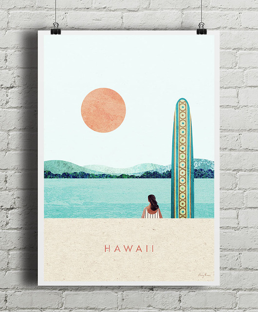 plakaty Hawaje - surfing - plakat fine art