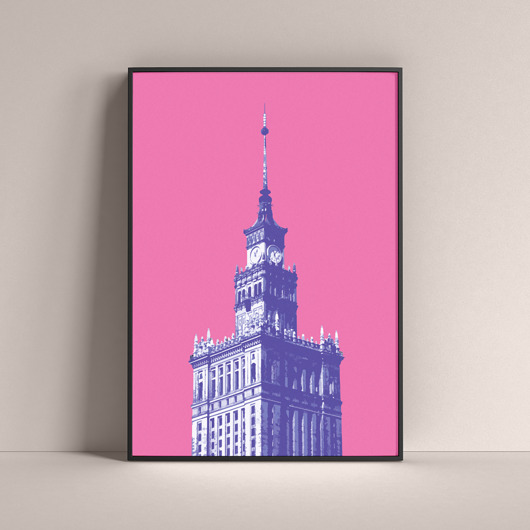 plakaty PKiN Warszawa - autorski plakat, kolorowy kolaż, miasto. Na ścianę, do salonu