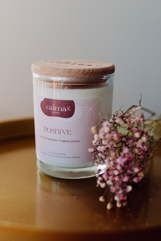 świece zapachowe Świeca sojowa POSITIVE Owoce tropikalne i piżmo CALMA