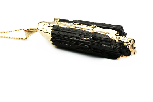 Colare Turmalin złote boki Brazi Druse Jewelry