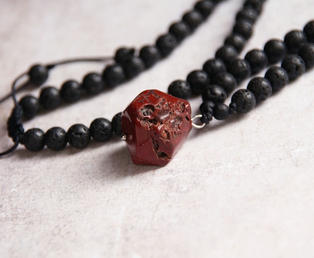 biżuteria męska UNIKAT: mokait, lawa - naszyjnik MĘSKI