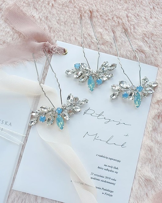 Biżuteria ślubna Kokówki  ślubne Airy- milky blue