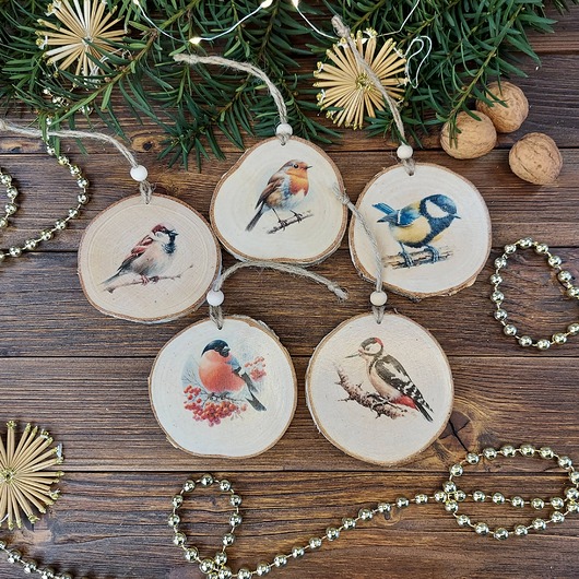 ozdoby choinkowe Zestaw zawieszek - ptaki
