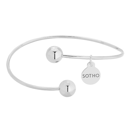 bransoletki srebrne Srebrna sztywna bransoletka z kuleczkami