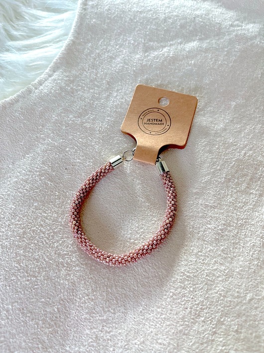 bransoletki ze szkła Bransoletka handmade wykonana na szydełku z ponad 600 szklanych koralików