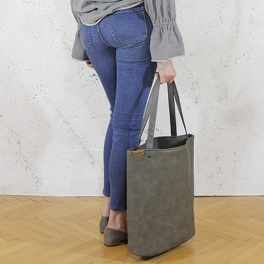 Shopper XL torba szara na zamek hairoo