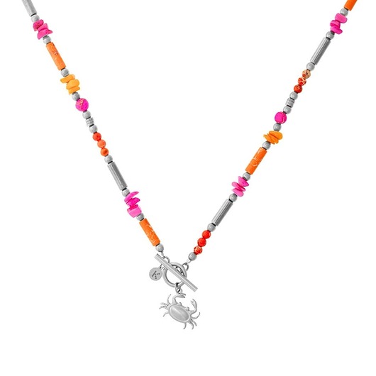 wisiory Długi naszyjnik Pink & Orange - Srebrna stal szlachetna