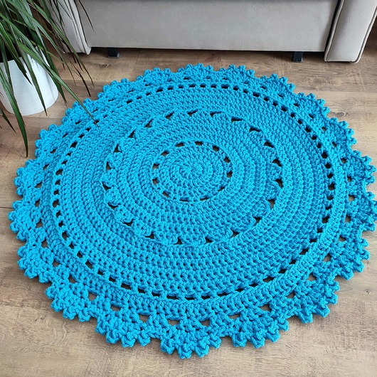 dywany Dywan okrągły szydełkowy ze sznurka bawełnianego 90cm