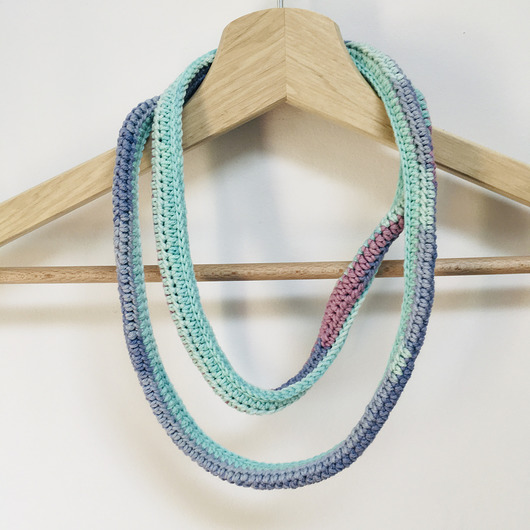 naszyjniki - inne Naszyjnik dzianinowy boho handmade bawełna