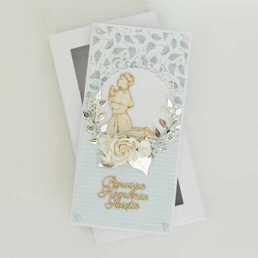 kartki na komunię Pamiątka Pierwszej Komunii w pudełku