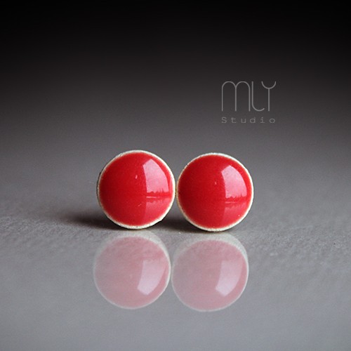 kolczyki ceramiczne Mini Pomidorki 6mm/stal chirurgiczna