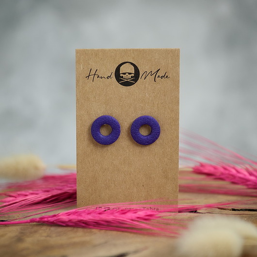 kolczyki z masy plastycznej Kolczyki Donuts - fioletowe