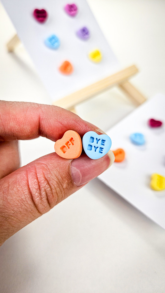 kolczyki z masy plastycznej Kolczyki serduszka zestaw 3 par