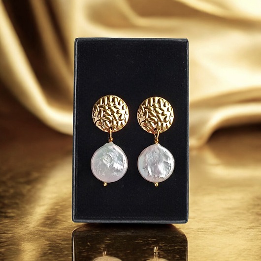 kolczyki z kamieniami Okrągłe perły : kolczyki : wyjątkowy prezent PREMIUM