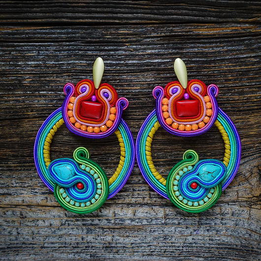 kolczyki soutache Gigi- duże i etniczne kolczyki soutache