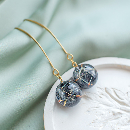 kolczyki z żywicy Kolczyki z rzęsek dmuchawca