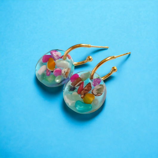 kolczyki z żywicy UNIKATOWE kolczyki z żywicy SUMMER BEACH : małe