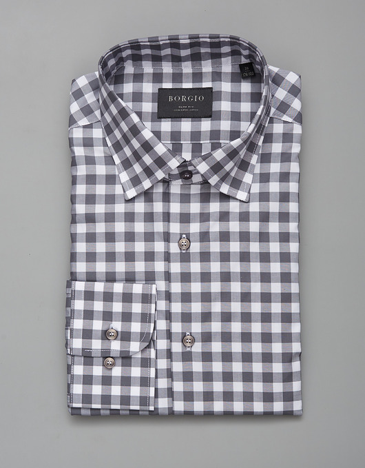 koszule męskie koszula męska bawełniana dł. rękaw szary slim fit 00242 176/182 39