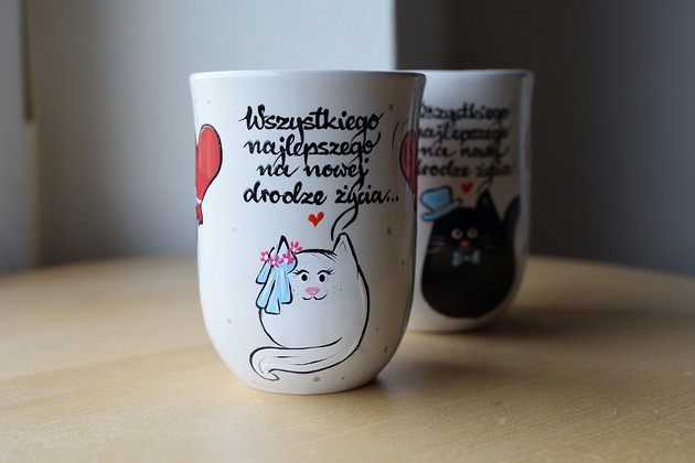 Kubki dla pary ręcznie malowane ceramiczne KOTY Ceramika Ciepliki