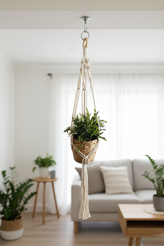 kwietniki Makrama kwietnik ecru kwietnik ze sznurka