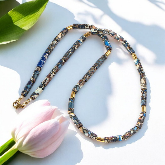 korale Naszyjnik z kamieni naturalnych - jaspis cesarski