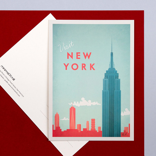 Plakat New York - retro pocztówka minimalmill