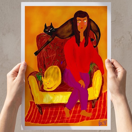 plakaty Plakat Woman with Cats