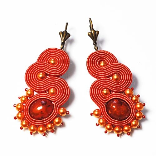 kolczyki soutache Sutaszowe kolczyki ORANGE AMBER