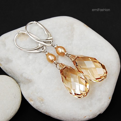 Briolety Golden Shadow z perłą MAREMI Jewelry