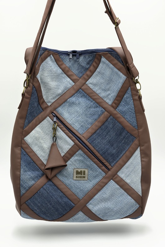torby XXL Duża torba jeansowa typu patchwork  Mieści A4  Crossbody