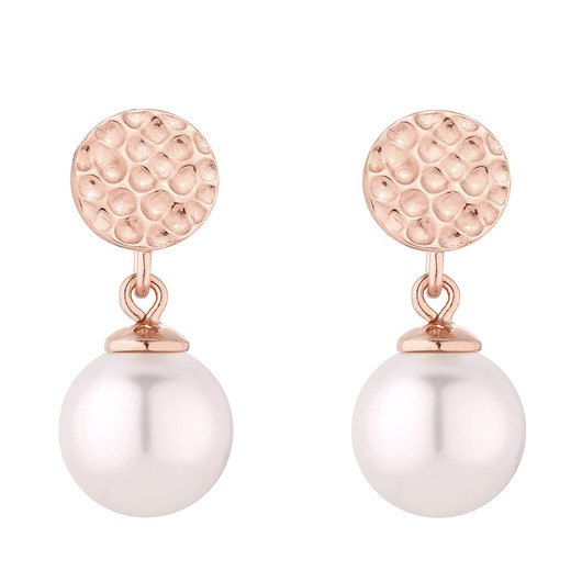 Kolczyki złote z białą perłą SWAROVSKI® CRYSTAL SOTHO