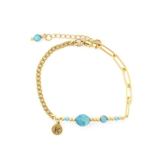 bransoletki z kamieni naturalnych Bestseller! Bransoletka zodiakalna - Wodnik Pozłacana stal szlachetna