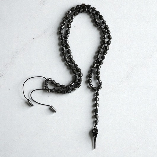 biżuteria męska PTASZOR : supełkowany naszyjnik męski : lawa, HEMATYT