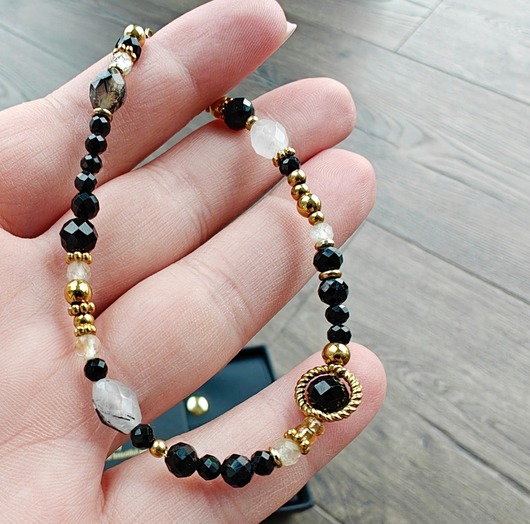 bransoletki z kamieni naturalnych Bransoletka turmalin cytryn kryształ