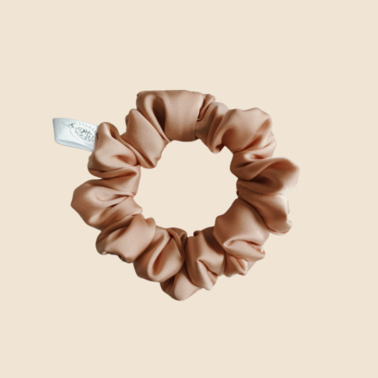 gumki do włosów Satynowa gumka satynowa scrunchie owijka frotka złoty beż MINI