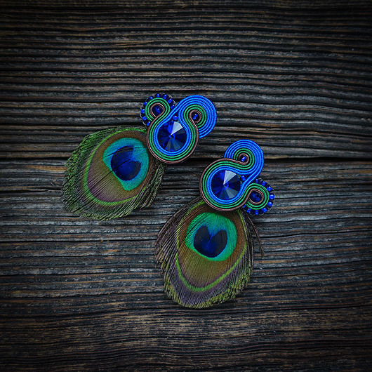 klipsy Peacock Eye-klipsy soutache